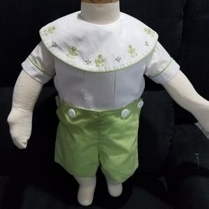 Embroidered Button-on Shortall